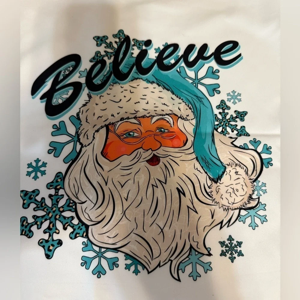 Hand pressed Santa and Coffee Holiday Pillow Cover 17”by 17” Brand New!